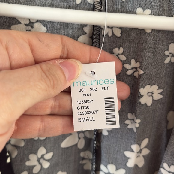 Maurice's black ivory floral print open front duster ruffle jacket Size Small - Picture 8 of 10